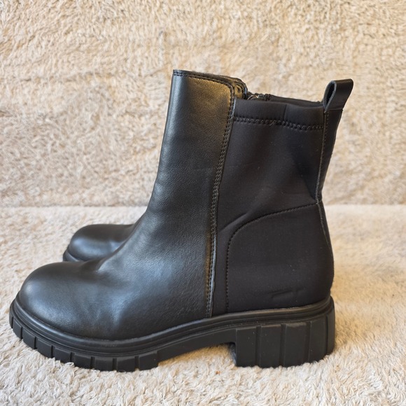 Blondo Prestly Waterproof Leather Ankle Boots Booties 10M Black Lug Sole NEW‎ - Picture 3 of 8